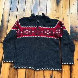VTG Nordic Design Women’s Large Petite Lambswool Sik Full Zip Fair Isle Sweater